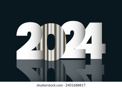Happy New Year greeting with dark bokeh background. Vector new year background.