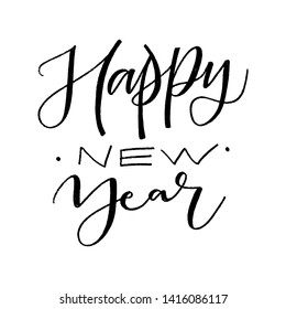 HAPPY NEW YEAR. GREETING HAND LETTERING VECTOR TYPOGRAPHY. T-shirt print, badge, postcard, banner design 