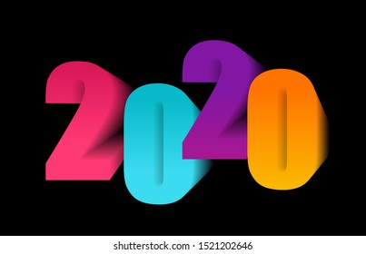 Happy new year greeting with number 2020. Vector illustration