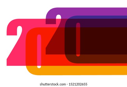 Happy new year greeting with number 2020. Vector illustration