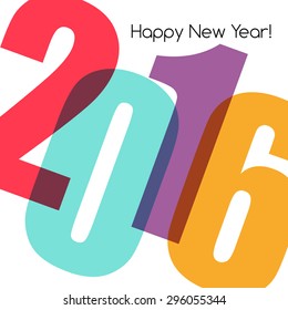 Happy new year greeting with number 2016.  Vector illustration