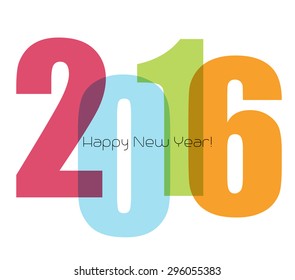 Happy new year greeting with number 2016.  Vector illustration