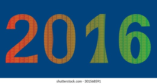 Happy new year greeting with number 2016. Vector illustration