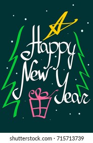 Happy New Year, greeting poster design template, vector illustration