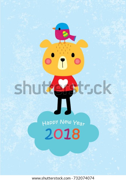 Happy New Year Greeting Teddy Bear Stock Vector (Royalty Free) 732074074