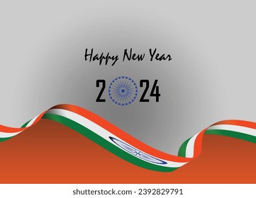 Happy New Year greeting template with Indian flag background theme