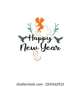 Happy New Year - New Year Greeting Typography T-Shirt Design, EPS File format, size 2500x2500 pixel, Editable file, Printable graphic, 300 DPI (PPI), White background.