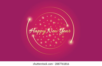 Happy new year greeting vector background, beautiful golden shiny graphic new year greeting background