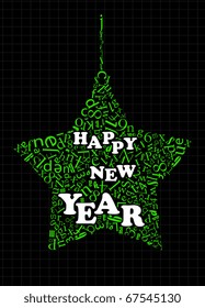 Happy New Year greetinggs abstract card on black