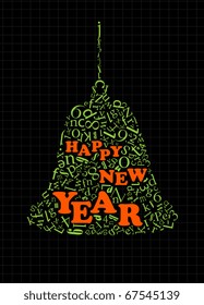 Happy New Year greetinggs abstract card on black