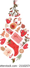 Happy New Year greetings in the form of heart gift socks cups