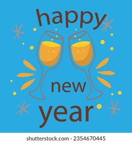 happy new year greetings with glasses