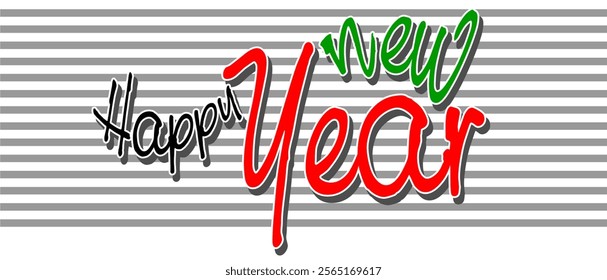 Happy New Year greetings vector illustration. New year poster design isolated