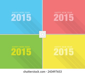 Happy New Year Grid Red Blue Green Yellow Vector Illustration