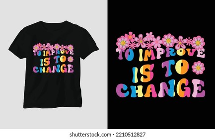 Happy New Year Groovy Style T-shirt Design. Festival, Wavy, Girly, Party, Retro