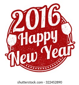 Happy new year grunge rubber stamp on white background, vector illustration