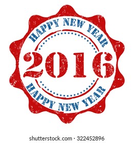 Happy new year grunge rubber stamp on white background, vector illustration