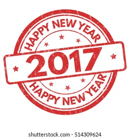 Happy new year grunge rubber stamp on white background, vector illustration