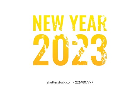 happy new year with grunge texture isolated on white background