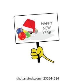 happy new year in hand color vector illustration