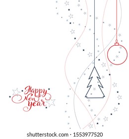 Happy New Year hand drawn lettering. New Year card. 