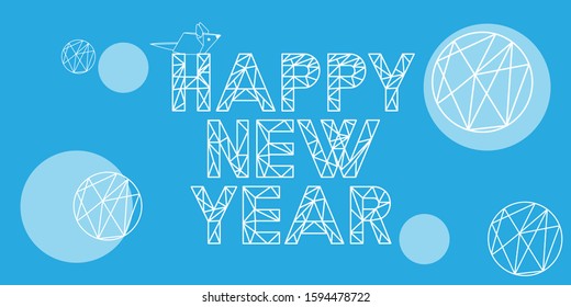 Happy New Year - hand drawn lettering on light blue background. Flat vector illustration for cards, greetings, party invitations, posters, leaflets, seasonal design and decoration, prints, web.