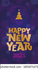 Happy New Year hand drawn vector lettering. Creative Typography for Holiday Greetings Gift Poster. Modern calligraphy for cards, stickers, t-shirt, print, cover. Lettering for winter holiday design.