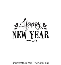 Happy New year hand drawn typography design vector happy new year design with cute elements