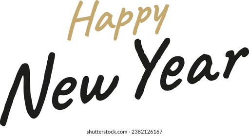 Happy New Year hand drawn vector lettering. Handwritten modern brush calligraphy with the inscription Happy New Year 2024 on a white background. Typography, text design. Vector illustration.