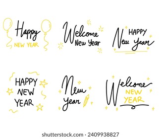 Happy new year hand drawn