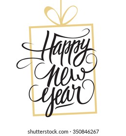 Happy New Year Hand Drawn Text Stock Vector (Royalty Free) 350846267 ...