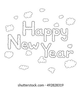 Happy new year hand drawn doodle clouds