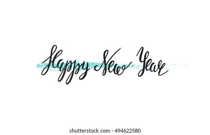 Happy New Year Hand Drawn Lettering Stock Vector (Royalty Free ...