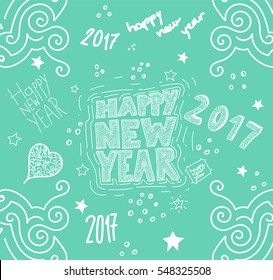 'Happy new year' hand drawn illustration, vector