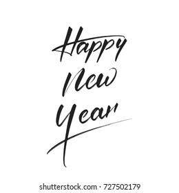 Happy New Year . Hand drawn calligraphy for New Year card, poster, design etc. Happy New Year 2018 hand lettering.