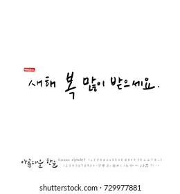 Happy New Year / Hand drawn Korean alphabet / vector - calligraphy
