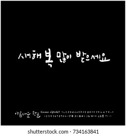 Happy New Year / Hand drawn Korean alphabet / vector - calligraphy