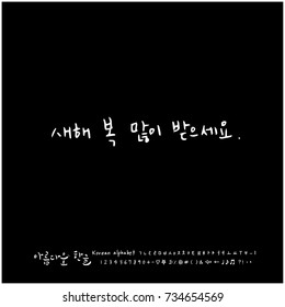 Happy New Year / Hand drawn Korean alphabet / vector - calligraphy