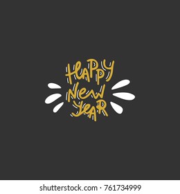 Happy New Year. Hand drawn lettering