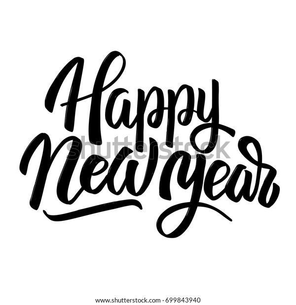 Happy New Year Hand Drawn Lettering Stock Vector (Royalty Free ...