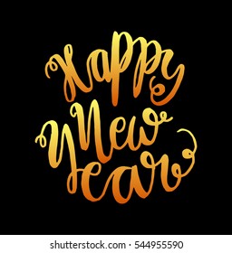 Happy new year. Hand Lettered Quote. Modern Calligraphy