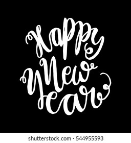 Happy new year. Hand Lettered Quote. Modern Calligraphy