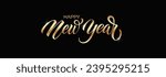 Happy New Year hand lettering calligraphy. Vector holiday illustration element. Typographic element for banner, poster, congratulations.