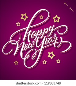 HAPPY NEW YEAR hand lettering -- handmade calligraphy, vector (eps8)