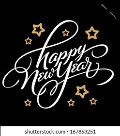 HAPPY NEW YEAR hand lettering -- custom handmade calligraphy, vector (eps8)