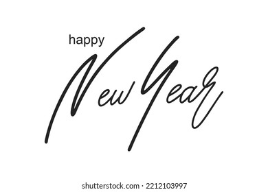 Happy New Year hand lettering calligraphy. Vector holiday illustration element. Typographic element for banner, poster, congratulations