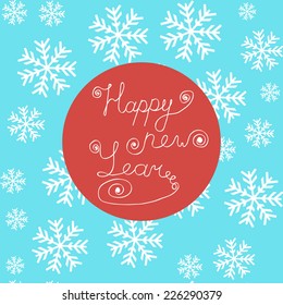 HAPPY NEW YEAR hand lettering, vector illustration