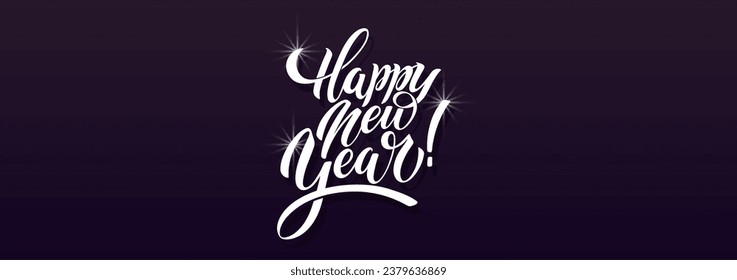 Happy New Year hand lettering calligraphy. Vector holiday illustration element. Typographic element for banner, poster, congratulations.