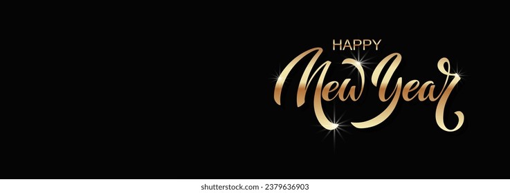 Happy New Year hand lettering calligraphy. Vector holiday illustration element. Typographic element for banner, poster, congratulations.