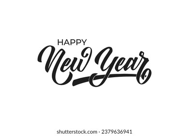 Happy New Year hand lettering calligraphy. Vector holiday illustration element. Typographic element for banner, poster, congratulations.